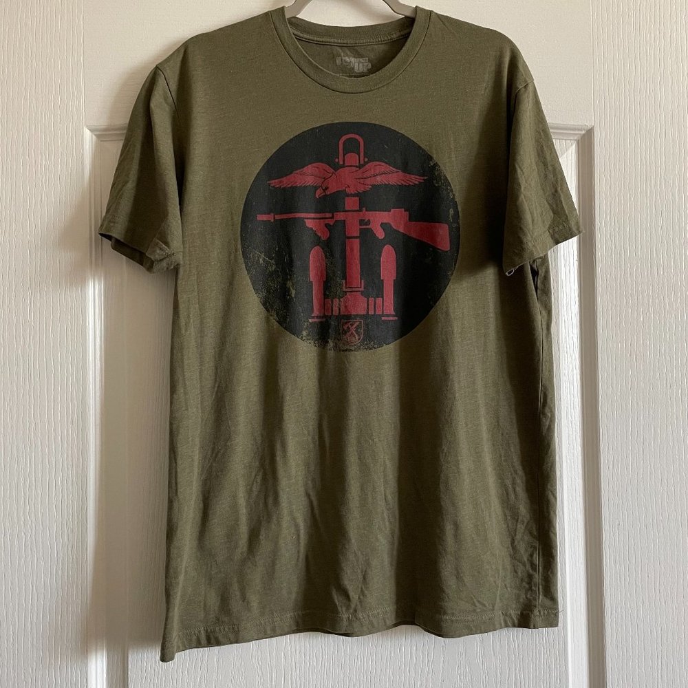 Ranger Up Mens Olive Green Graphic T-shirt Size L